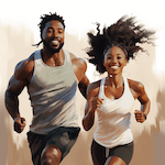 Young black couple jogging together to stay fiit